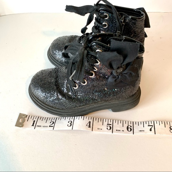 JOJO SIWA Black Glitter/Sparkle Bow High-Top Sneakers—SZ. 6 - Picture 4 of 16